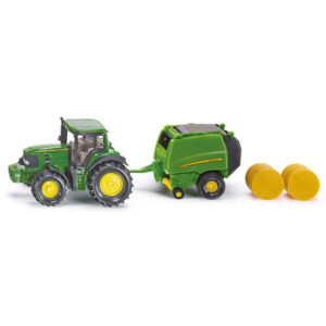 Mini Trator John Deere com enfardadeira de fardos redondos