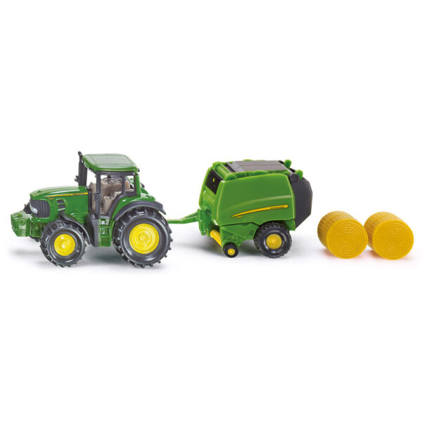 Mini Trator John Deere com enfardadeira de fardos redondos